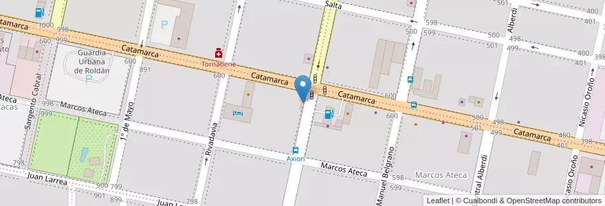 Mapa de ubicacion de Villa Flores en Arjantin, Santa Fe, Departamento San Lorenzo, Municipio De Roldán, Roldán.