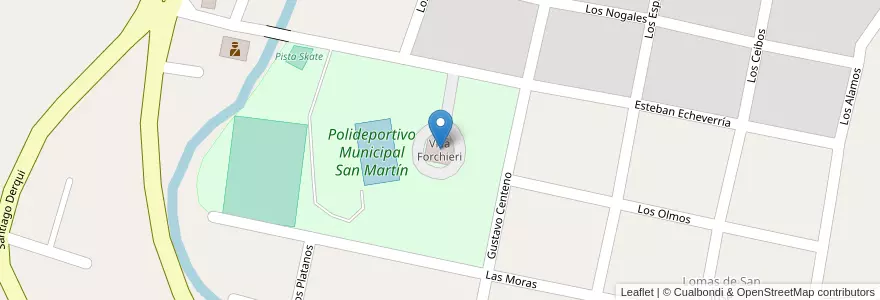 Mapa de ubicacion de Villa Forchieri en Arjantin, Córdoba, Departamento Colón, Pedanía Calera Norte, Municipio De Unquillo.