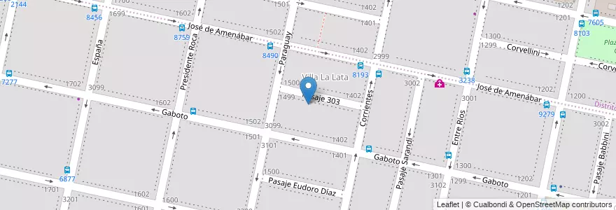 Mapa de ubicacion de Villa La Lata en Argentinië, Santa Fe, Departamento Rosario, Municipio De Rosario, Rosario.