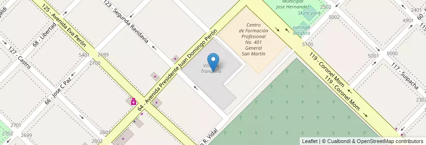 Mapa de ubicacion de Villa La Tranquila en Arjantin, Buenos Aires, Partido De General San Martín, Villa Lynch.