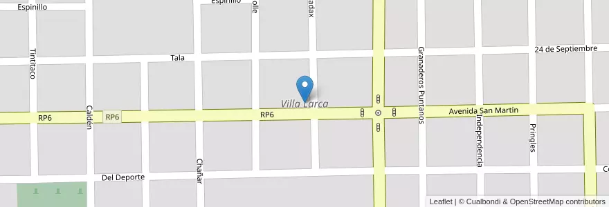 Mapa de ubicacion de Villa Larca en アルゼンチン, サンルイス州, Chacabuco, Comisión Municipal De Villa Larca.