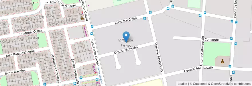 Mapa de ubicacion de Villa Los Lirios en Argentine, San Juan, Chili, Rivadavia.