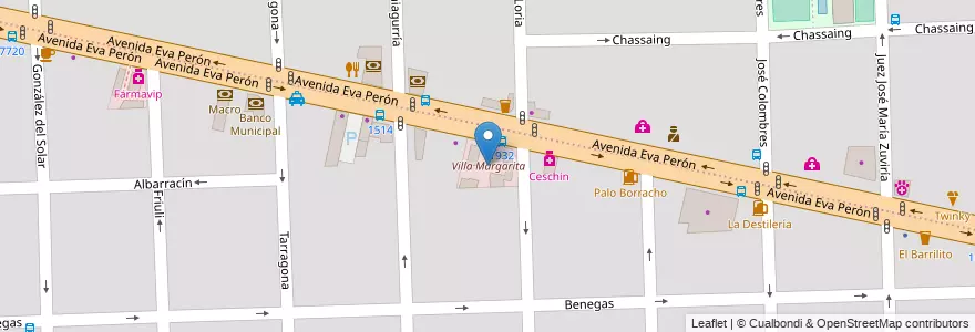 Mapa de ubicacion de Villa Margarita en Аргентина, Санта-Фе, Departamento Rosario, Municipio De Rosario, Росарио.