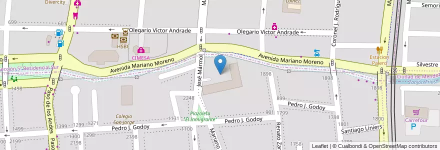 Mapa de ubicacion de Villa Mediterránea en Аргентина, Мендоса, Чили, Godoy Cruz, Departamento Capital, Distrito Ciudad De Godoy Cruz, Ciudad De Mendoza.