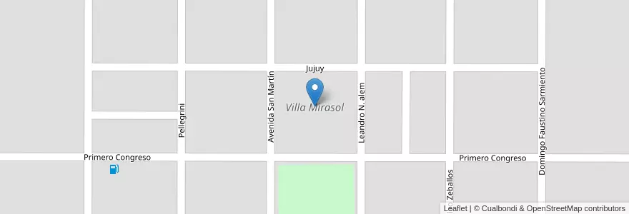 Mapa de ubicacion de Villa Mirasol en Argentinien, La Pampa, Departamento Quemú Quemú, Municipio De Villa Mirasol, Villa Mirasol.
