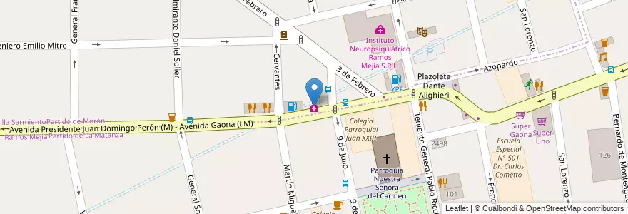 Mapa de ubicacion de Villa Sarmiento en Argentinië, Buenos Aires, Partido De La Matanza, Ramos Mejía, Villa Sarmiento.