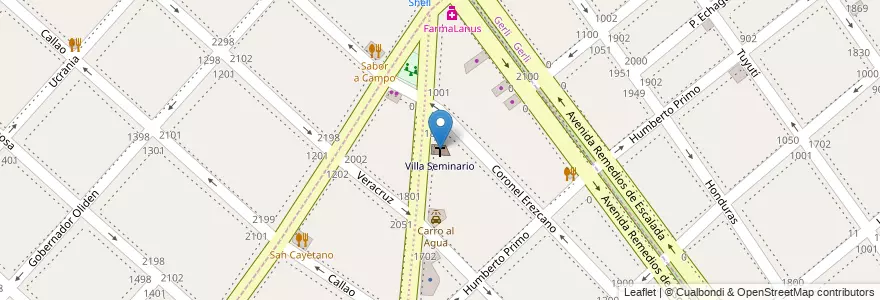 Mapa de ubicacion de Villa Seminario en Arjantin, Buenos Aires, Partido De Lanús, Lanús Oeste.