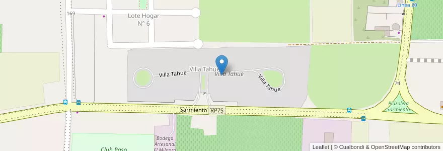 Mapa de ubicacion de Villa Tahue en アルゼンチン, サンフアン州, チリ, Albardón.