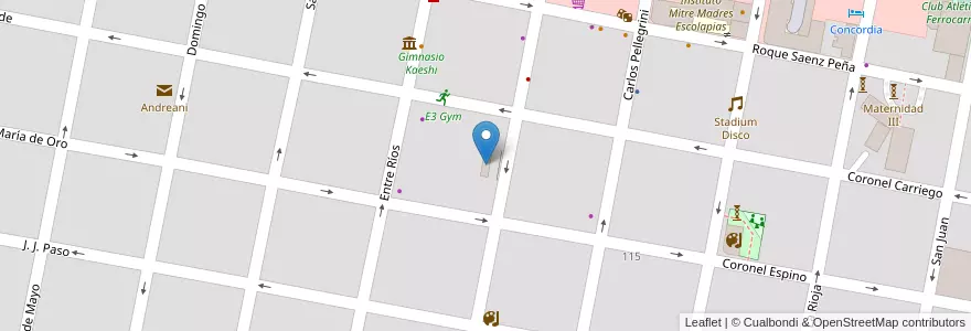 Mapa de ubicacion de Villa Teresita en Arjantin, Entre Ríos, Departamento Concordia, Distrito Suburbios, Concordia, Concordia.