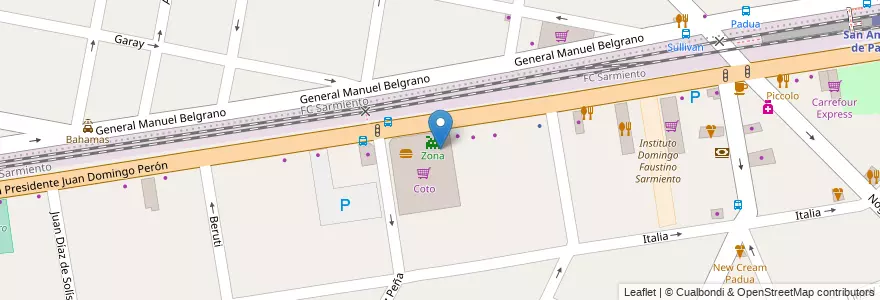 Mapa de ubicacion de Village en アルゼンチン, ブエノスアイレス州, Partido De Merlo, San Antonio De Padua.