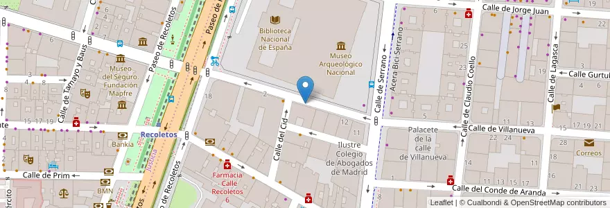 Mapa de ubicacion de VILLANUEVA, CALLE, DE,4 en Sepanyol, Comunidad De Madrid, Comunidad De Madrid, Área Metropolitana De Madrid Y Corredor Del Henares, Madrid.