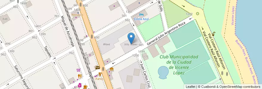 Mapa de ubicacion de Vilo Tower en Argentinië, Buenos Aires, Partido De Vicente López, Vicente López.