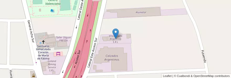Mapa de ubicacion de Vinventions Argentina S.R.L en Аргентина, Сан-Хуан, Чили, Rawson.
