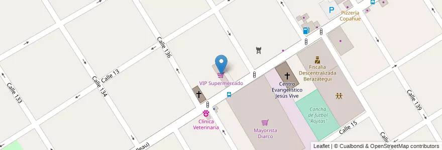 Mapa de ubicacion de VIP Supermercado en 阿根廷, 布宜诺斯艾利斯省, Partido De Berazategui, Berazategui.