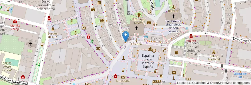 Mapa de ubicacion de Virgen Blanca en İspanya, Bask Bölgesi, Araba/Álava, Gasteizko Kuadrilla/Cuadrilla De Vitoria, Vitoria-Gasteiz.