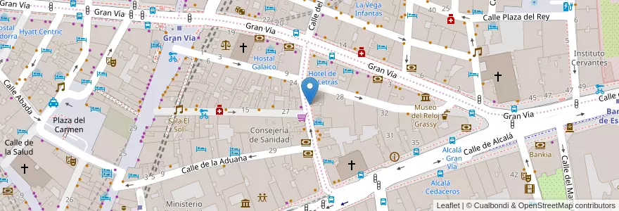 Mapa de ubicacion de VIRGEN DE LOS PELIGROS, CALLE, DE LA,12 en إسبانيا, منطقة مدريد, منطقة مدريد, Área Metropolitana De Madrid Y Corredor Del Henares, مدريد.