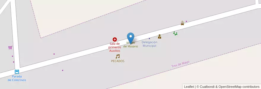 Mapa de ubicacion de Virgen del Rosario en Arjantin, Şili, Mendoza, Distrito Tres De Mayo, Departamento Lavalle, Tres De Mayo.