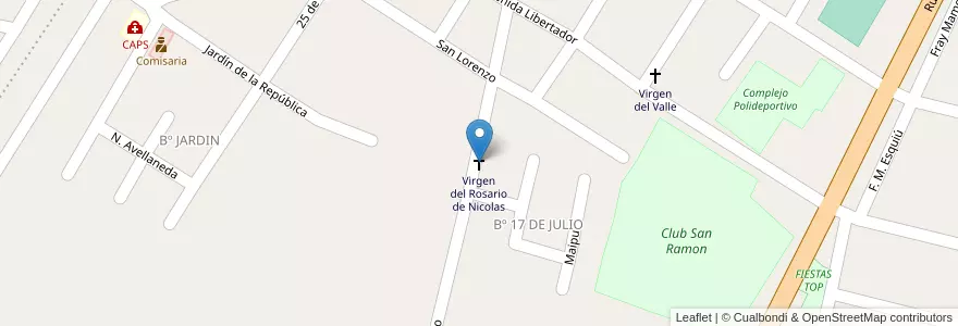 Mapa de ubicacion de Virgen del Rosario de Nicolas en Аргентина, Тукуман, Departamento Monteros, Municipio De Villa Quinteros.