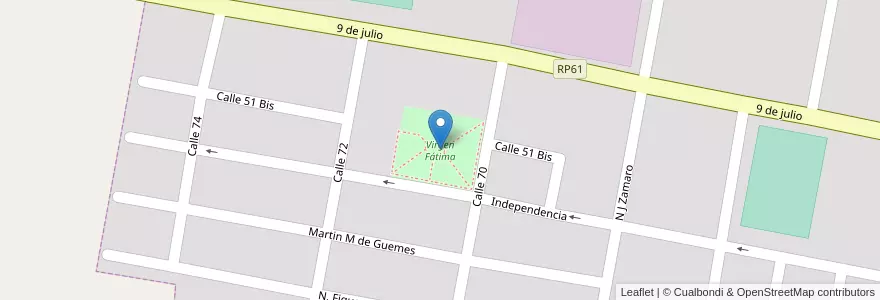 Mapa de ubicacion de Virgen Fátima en Argentinië, Santa Fe, Departamento San Justo, Municipio De San Justo, San Justo.