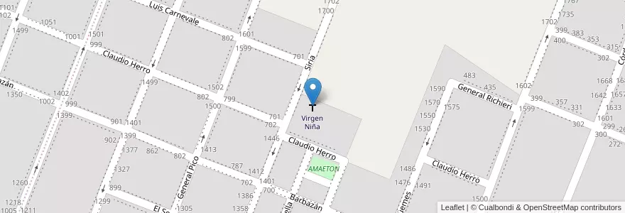 Mapa de ubicacion de Virgen Niña en Arjantin, Buenos Aires, Partido De Pergamino.