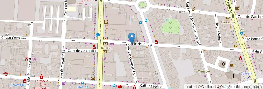 Mapa de ubicacion de VIRIATO, CALLE, DE,8 en Sepanyol, Comunidad De Madrid, Comunidad De Madrid, Área Metropolitana De Madrid Y Corredor Del Henares, Madrid.