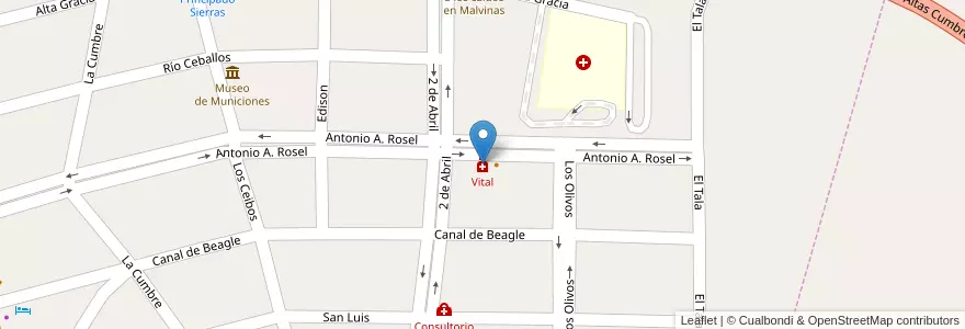 Mapa de ubicacion de Vital en Argentinië, Córdoba, Departamento San Alberto, Pedanía Tránsito, Mina Clavero, Municipio De Mina Clavero.