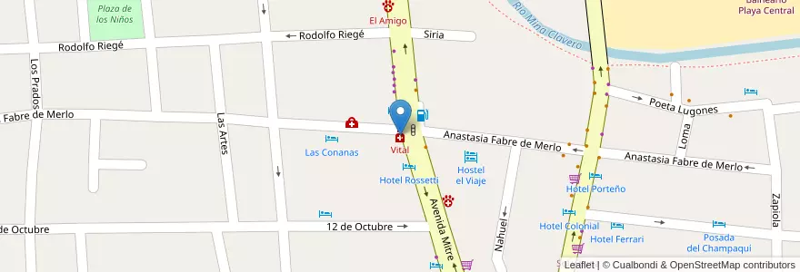 Mapa de ubicacion de Vital en 아르헨티나, Córdoba, Departamento San Alberto, Pedanía Tránsito, Mina Clavero, Municipio De Mina Clavero.