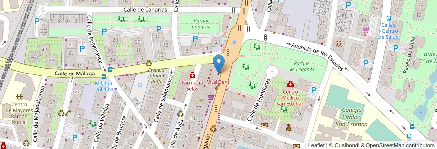 Mapa de ubicacion de Vital Dent en Spanien, Autonome Gemeinschaft Madrid, Autonome Gemeinschaft Madrid, Área Metropolitana De Madrid Y Corredor Del Henares, Fuenlabrada.