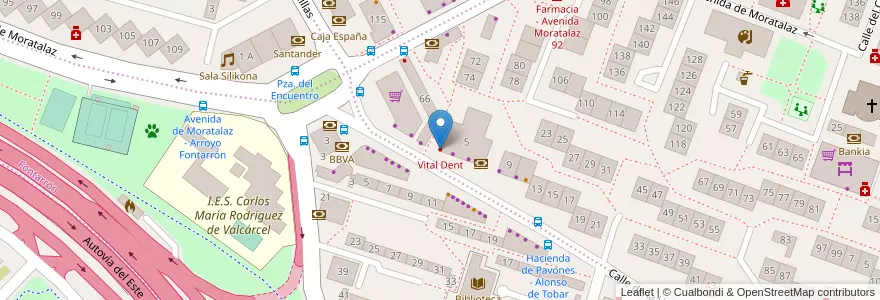 Mapa de ubicacion de Vital Dent en إسبانيا, منطقة مدريد, منطقة مدريد, Área Metropolitana De Madrid Y Corredor Del Henares, مدريد.