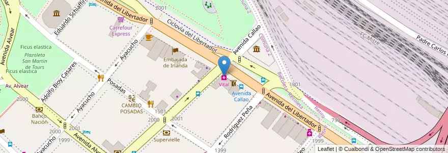 Mapa de ubicacion de Vital, Recoleta en アルゼンチン, Ciudad Autónoma De Buenos Aires, Comuna 1, ブエノスアイレス.