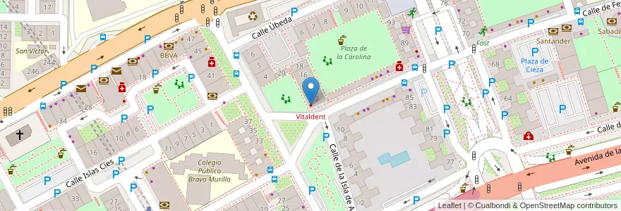 Mapa de ubicacion de Vitaldent en 스페인, Comunidad De Madrid, Comunidad De Madrid, Área Metropolitana De Madrid Y Corredor Del Henares, 마드리드.