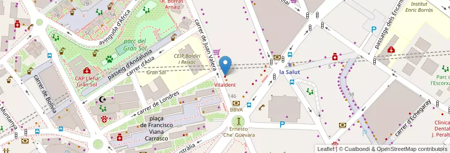 Mapa de ubicacion de Vitaldent en スペイン, カタルーニャ州, Barcelona, バルサルネス, Badalona.