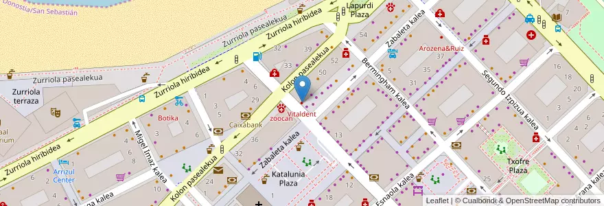 Mapa de ubicacion de Vitaldent en 西班牙, 巴斯克, Gipuzkoa, Donostialdea, Donostia/San Sebastián.