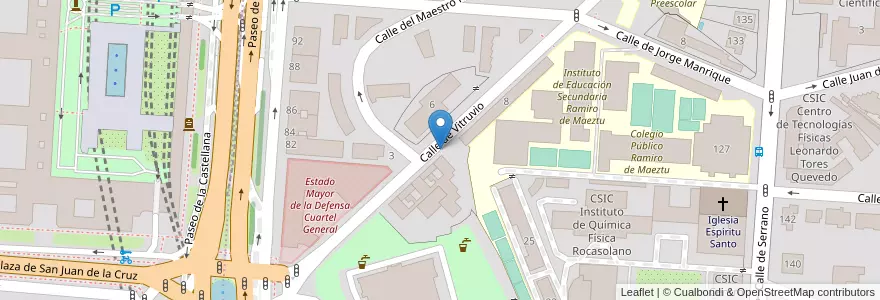 Mapa de ubicacion de VITRUVIO, CALLE, DE,4 en 스페인, Comunidad De Madrid, Comunidad De Madrid, Área Metropolitana De Madrid Y Corredor Del Henares, 마드리드.