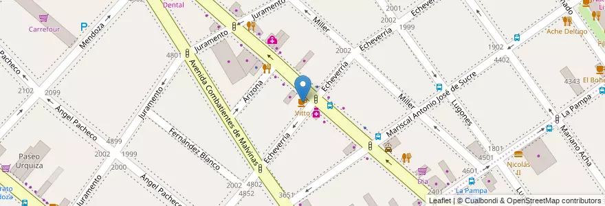 Mapa de ubicacion de Vitto, Villa Urquiza en الأرجنتين, Ciudad Autónoma De Buenos Aires, Comuna 12, Buenos Aires.