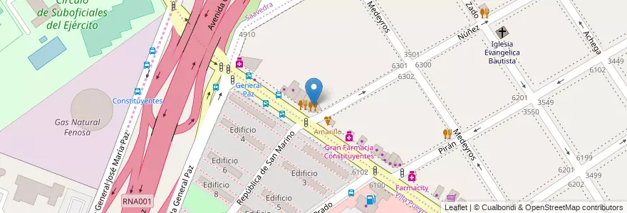 Mapa de ubicacion de Vittorio, Villa Urquiza en Arjantin, Ciudad Autónoma De Buenos Aires, Comuna 12, Buenos Aires.