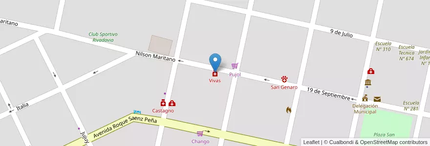 Mapa de ubicacion de Vivas en Arjantin, Santa Fe, Departamento San Jerónimo, Municipio De San Genaro, San Genaro.