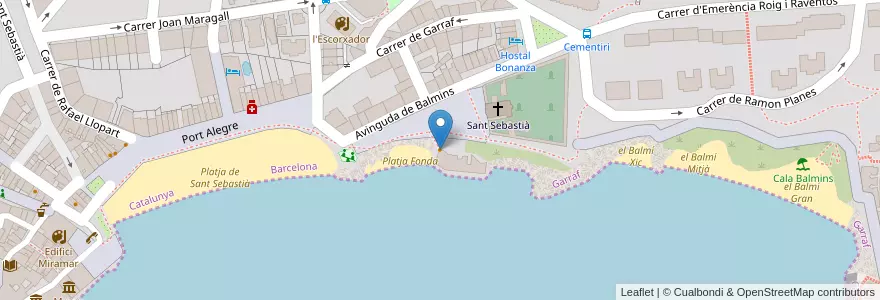 Mapa de ubicacion de Vivero Beach Club en スペイン, カタルーニャ州, Barcelona, Garraf, Sitges.