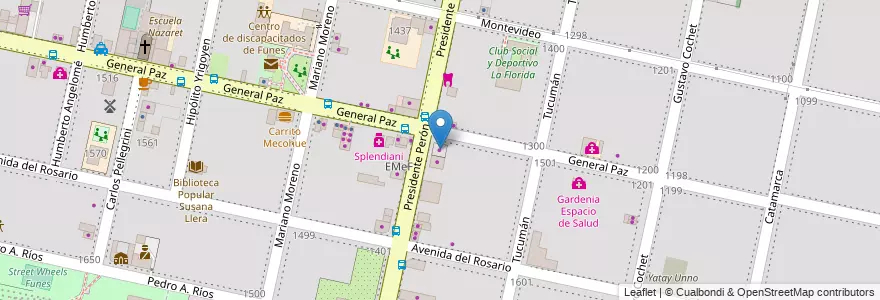 Mapa de ubicacion de Vivero Funes Center en الأرجنتين, سانتا في, Departamento Rosario, Municipio De Funes, Funes.
