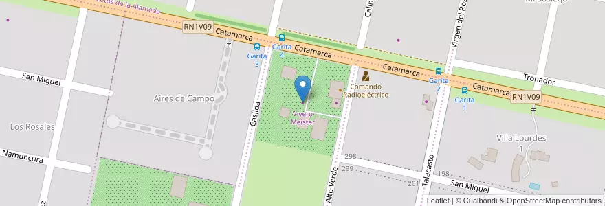 Mapa de ubicacion de Vivero Meister en 阿根廷, Santa Fe, Departamento San Lorenzo, Municipio De Roldán, Roldán.