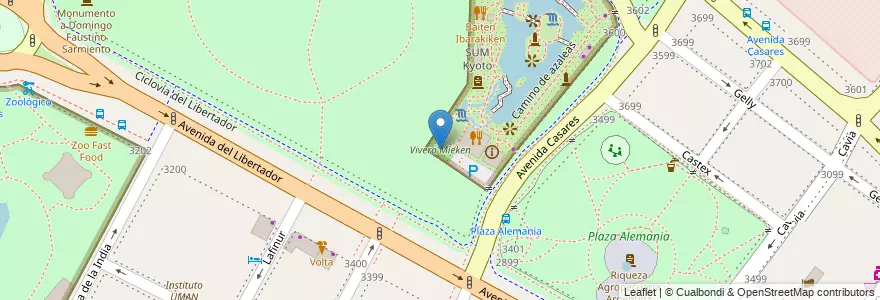 Mapa de ubicacion de Vivero Mieken, Palermo en 阿根廷, Ciudad Autónoma De Buenos Aires, 布宜诺斯艾利斯, Comuna 14.