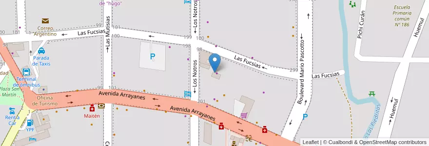 Mapa de ubicacion de Vivero Rahiue en 阿根廷, 智利, 內烏肯省, Departamento Los Lagos, Villa La Angostura, Villa La Angostura.