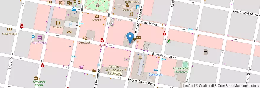 Mapa de ubicacion de Vivero San Roque en الأرجنتين, إنتري ريوس, Departamento Concordia, Distrito Suburbios, Concordia, Concordia.