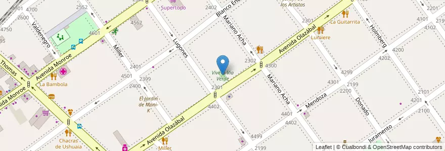 Mapa de ubicacion de Vivero Via Verde, Villa Urquiza en Arjantin, Ciudad Autónoma De Buenos Aires, Comuna 12, Buenos Aires.