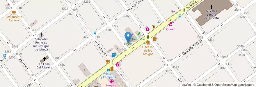 Mapa de ubicacion de Vivero, Villa Pueyrredon en Аргентина, Буэнос-Айрес, Comuna 12, Буэнос-Айрес, Comuna 11.