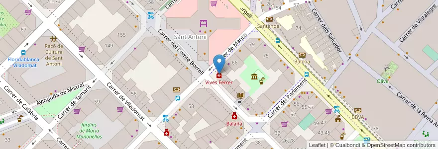 Mapa de ubicacion de Vives Ferrer en Espagne, Catalogne, Barcelone, Barcelonais, Barcelone.