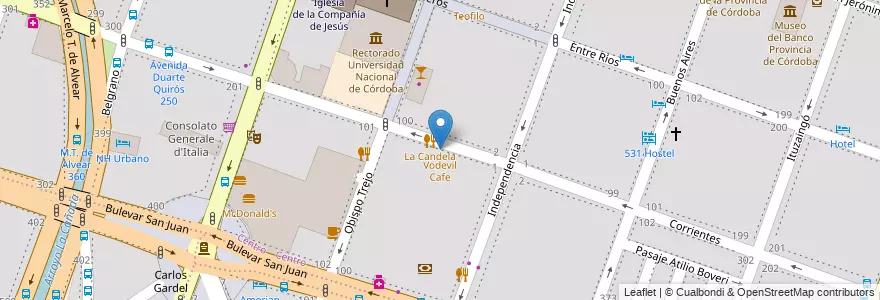 Mapa de ubicacion de Vodevil Cafe en Argentina, Córdoba, Departamento Capital, Pedanía Capital, Cordoba, Municipio De Córdoba.