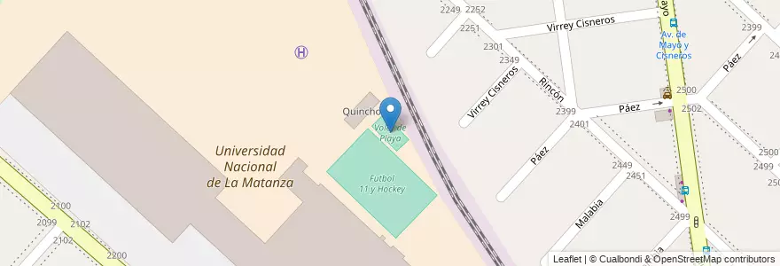 Mapa de ubicacion de Voley de Playa en Argentinië, Buenos Aires, Partido De La Matanza, San Justo.