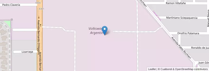 Mapa de ubicacion de Volkswagen Argentina en Argentina, Córdova, Departamento Capital, Pedanía Capital, Córdoba, Municipio De Córdoba.