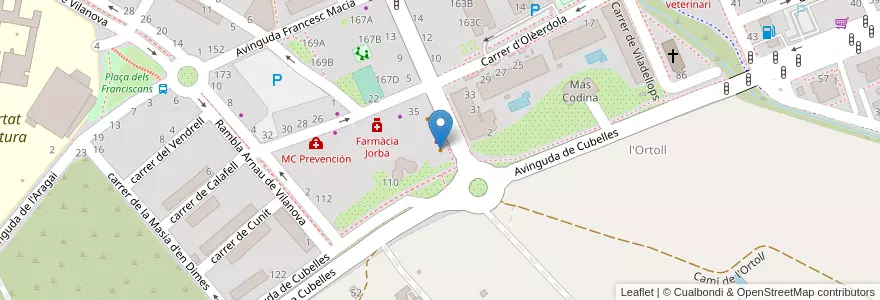 Mapa de ubicacion de Vols un cafè? en スペイン, カタルーニャ州, Barcelona, Garraf, Vilanova I La Geltrú.